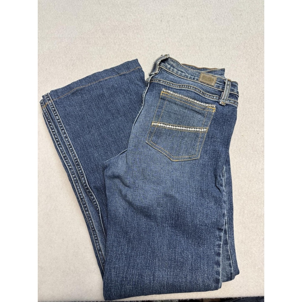 Allen B. By Allen Schwartz Jeans Womens 30 Blue Mid Rise Wide Leg Rhinestone